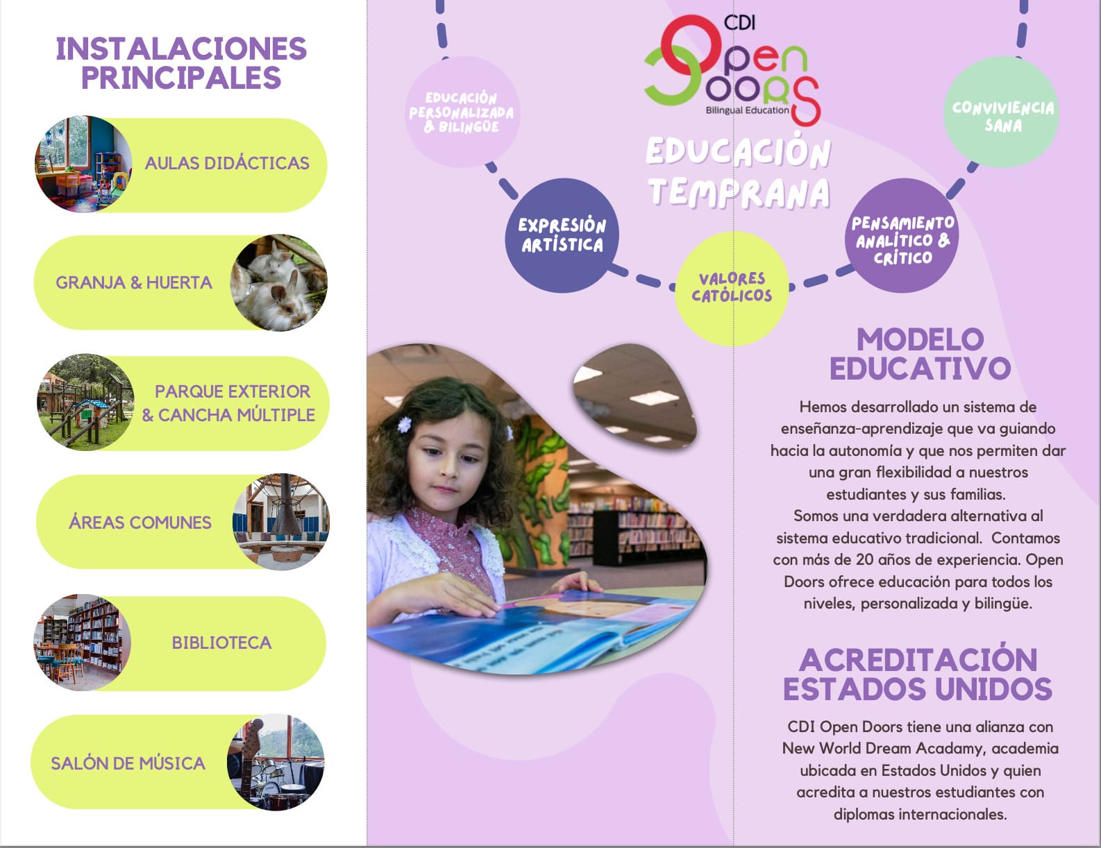 Preescolar en Open Doors con instalaciones campestres dentro de Bogotá