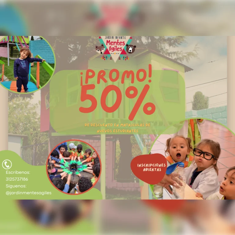 50% de descuento en matrícula en Mentes Ágiles Jardín Infantil Bogotá